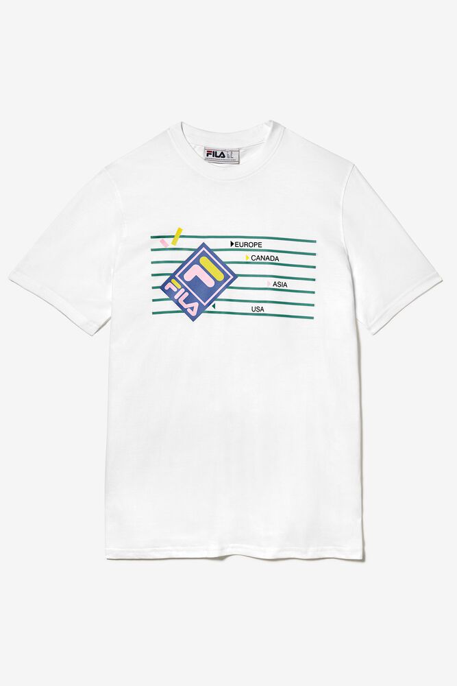 Fila T-Shirt Graphic Mens White - India CEB-835019